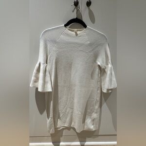 Anthropologie Ivory Flared Sleeve Top